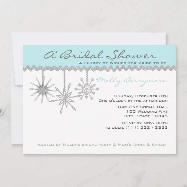 Invitación Snowflake Bridal Shower Ice Blue (Anverso)