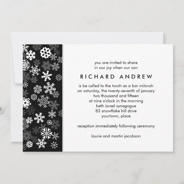 Invitación Snowflake Edge 2 Bar Mitzvah (Anverso)