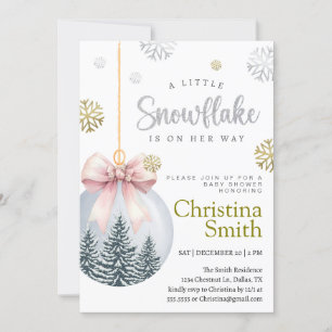 Invitación Snowflake Invierno Rosa Wonderland Beber Shower