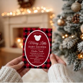 Invitación Snowflake Red Plaid Merry Little Baby Shower