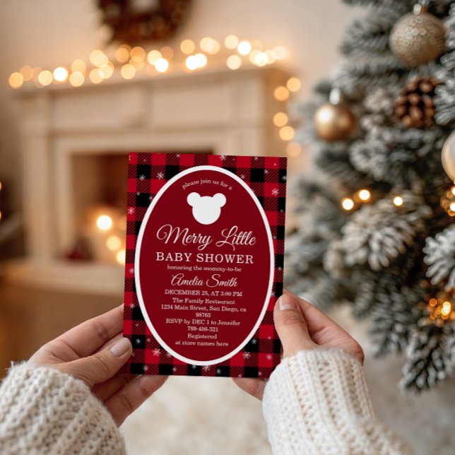 Invitación Snowflake Red Plaid Merry Little Baby Shower (Subido por el creador)