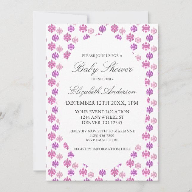 Invitación Snowflake Winter Baby Shower (Anverso)