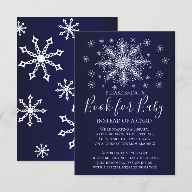 Invitación Snowflake Winter Baby Shower Book por el bebé (Anverso / Reverso)