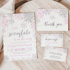 Invitación Snowflake Winter Chica de ducha para bebé