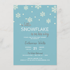 Invitación Snowflakes Blue Silver Gray BABY SHOWER | CHICO