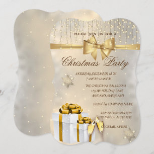 Invitación Snowflakes,Bow,Presents, Company Christmas Party
