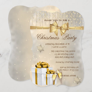 Invitación Snowflakes,Bow,Presents, Company Christmas Party