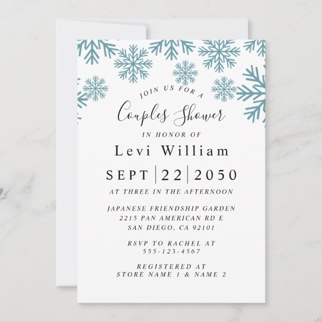 Invitación Snowflakes Bridal Shower (Anverso)