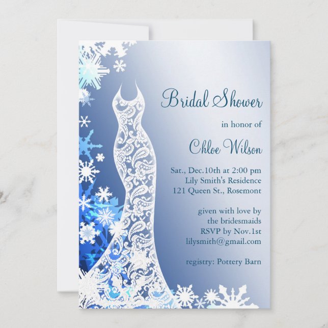 Invitación Snowflakes Bridal Shower 2 (Anverso)