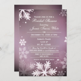 Invitación Snowflakes Invierno Rosa Ducha de novia Invierno