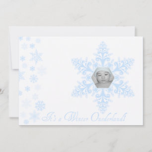 Invitación Snowflakes Onederland 1er cumpleaños Azul