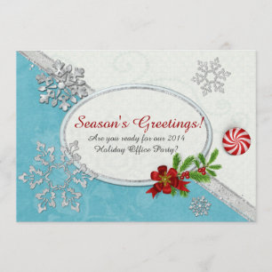 Invitación Snowflakes & Peppermint Holiday OFFICE FIESTA