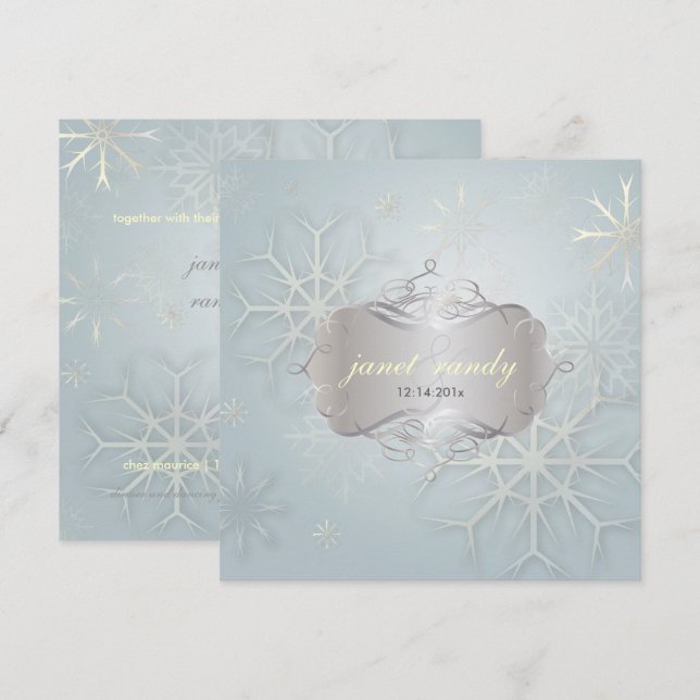 Invitación SNOWFLAKES PixDezines/BODA INVIERNO (Anverso / Reverso)