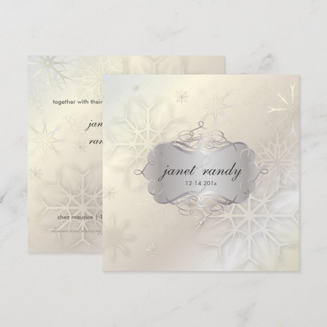 Invitación SNOWFLAKES PixDezines / BODA INVIERNO (Anverso / Reverso)