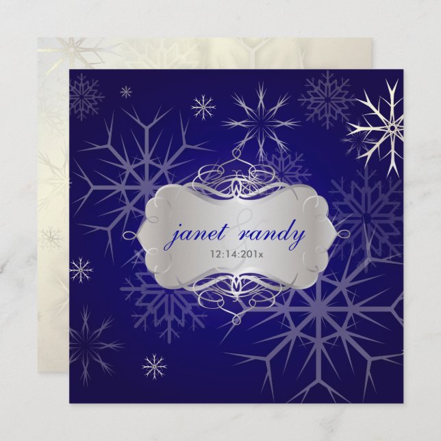 Invitación SNOWFLAKES PixDezines/BODA INVIERNO/INDIGO DIY (Anverso / Reverso)