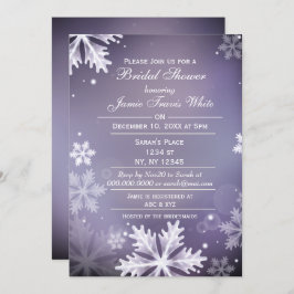 Invitación Snowflakes Purple Winter Bridal Ducha invitan