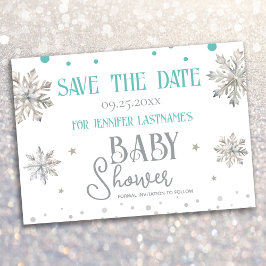 Invitación Snowflakes Winter Baby Shower Save the Date