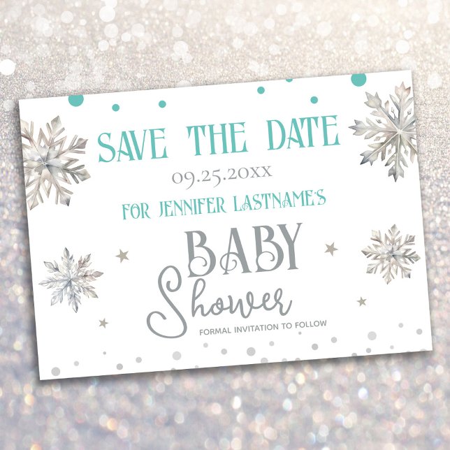 Invitación Snowflakes Winter Baby Shower Save the Date (Subido por el creador)