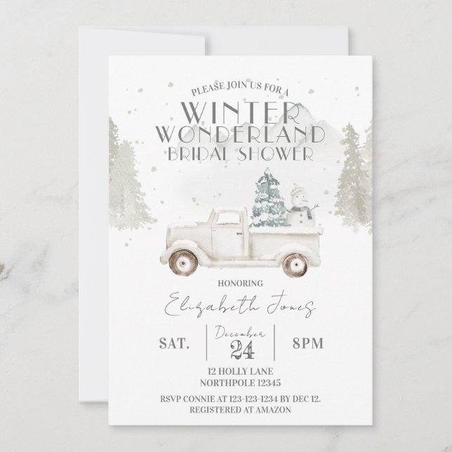 Invitación Snowflakes Winter Wonderland Bridal Shower (Anverso)