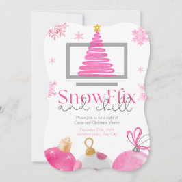 Invitación SnowFlix and Chill Christmas Movie Invitation