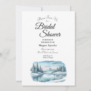 Invitación Snowley Mountain Winter Lake Bridal Shower