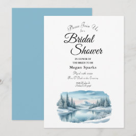 Invitación Snowley Mountain Winter Lake Bridal Shower