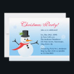Invitación Snowman<br><div class="desc">La tarjeta de invitación a los hombres de nieve es una invitación elegante con un lindo muñeco de nieve con una bufanda roja y un gorra negro sobre un fondo azul que se desvanece, que está disfrutando de la temporada invernal mientras los copos de nieve de diferentes formas siguen cayendo....</div>