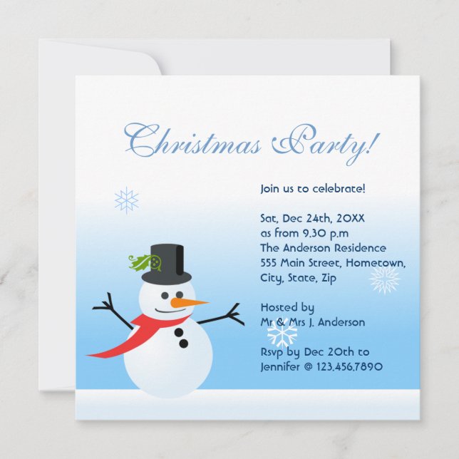 Invitación Snowman (Anverso)