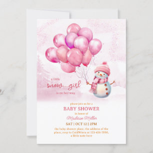 Invitación Snowman Baby Girl Baby Shower