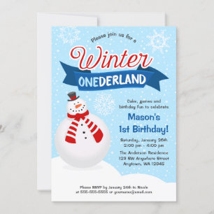 Invitación Snowman Boy Winter ONEderland Primer cumpleaños