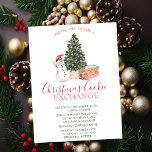 Invitación Snowman color agua, árbol de pino, Navidades de co<br><div class="desc">Nevadora acuarela, pino y galletas. Estas hermosas invitaciones a Navidades son perfectas para Navidades que invitan a cenar, invitaciones de intercambio de regalos de vacaciones, recaudaciones de fondos para Navidades, invitaciones para fiestas de vacaciones y otros eventos que se llevan a cabo durante el mes de diciembre. Utilice los campos...</div>