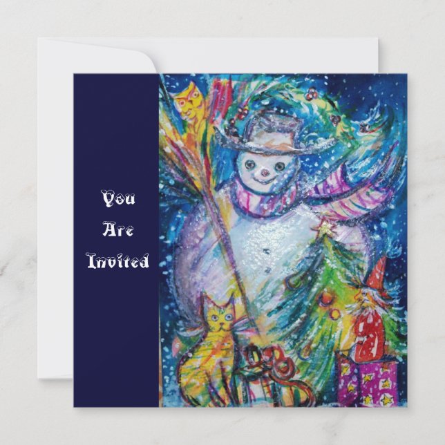 Invitación SNOWMAN CON JUGUETES, Fiesta Navidades (Anverso)