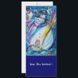 Invitación SNOWMAN CON OWL, Fiesta de Nochevieja<br><div class="desc">Cuadros acuáticos geniales,  coloridos y frescos y pintura acrílica en blanco vibrante,  rosa,  colores con flor negro y rojo.</div>