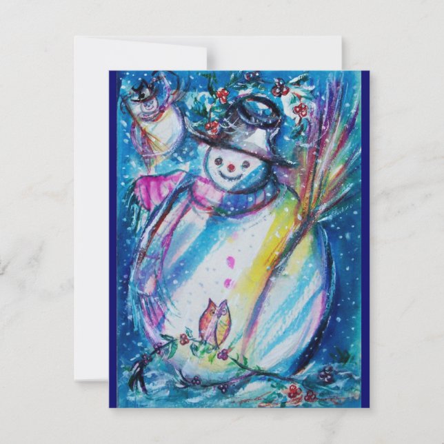 Invitación SNOWMAN CON OWL, Fiesta de Nochevieja (Anverso)
