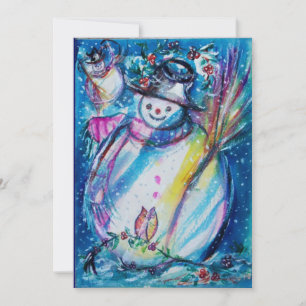 Invitación SNOWMAN CON OWL, Fiesta de Nochevieja
