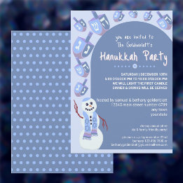 Invitación Snowman Dreidels Cute Hanukkah
