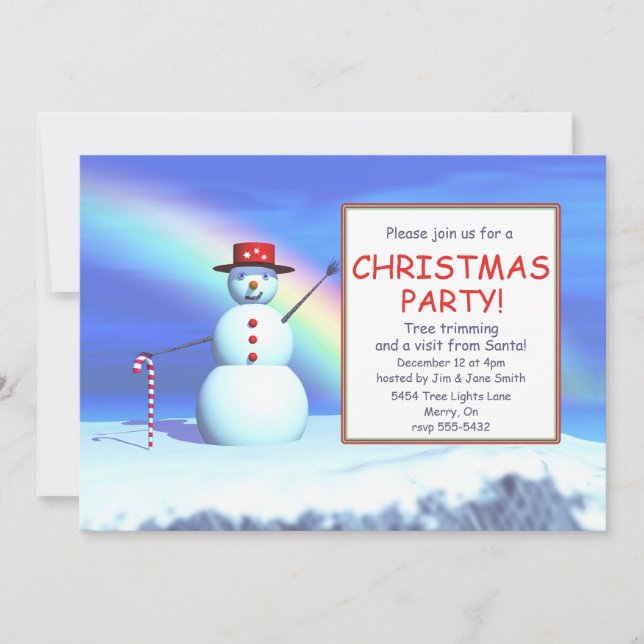 Invitación Snowman, Fiesta de Navidades infantiles (Anverso)