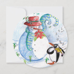 INVITACIÓN SNOWMAN, FIESTA DE VACACIONES EN INVIERNO DE PENGU
