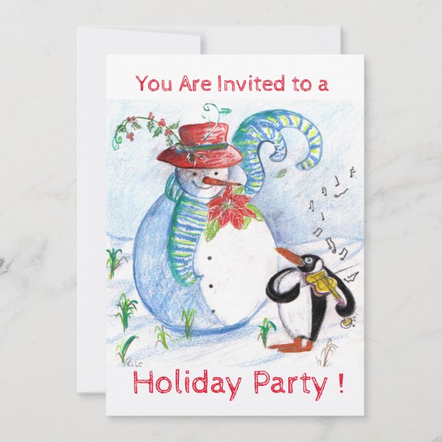 INVITACIÓN SNOWMAN, FIESTA DE VACACIONES EN INVIERNO DE PENGU (Anverso)