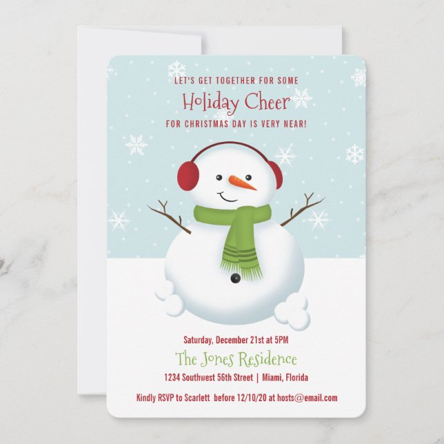 Invitación Snowman Holiday Cheer (Anverso)