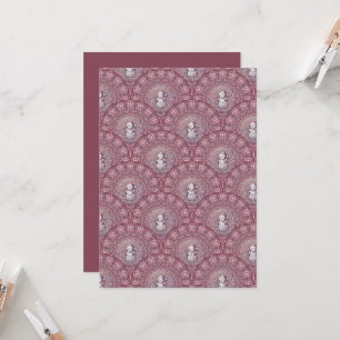 Invitación Snowman Mandala, un hombre de nieve de color rosa 