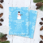 Invitación Snowman Snowflakes Watercolor Navidades azules Fie<br><div class="desc">Este diseño se caracteriza por un encantador muñeco de nieve que sostiene un tazón de cacao caliente sobre un fondo azul acuarela acentuado con delicados copos de nieve blancos. Haga clic en el botón personalizar para obtener más flexibilidad a la hora de modificar el texto y los gráficos. Las variaciones...</div>