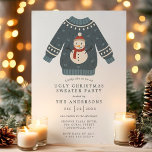 Invitación Snowman Tacky Navidades feos suéter Fiesta<br><div class="desc">Invitación a la fiesta de los dulces Navidades de Snowman Tacky Ugly. Personalice este diseño de vacaciones personalizado con sus propios detalles fiestas. Perfecto para una cena familiar o para una fiesta corporativa.</div>