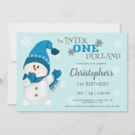 Invitación Snowman Winter Onederland Primera foto de cumpleañ