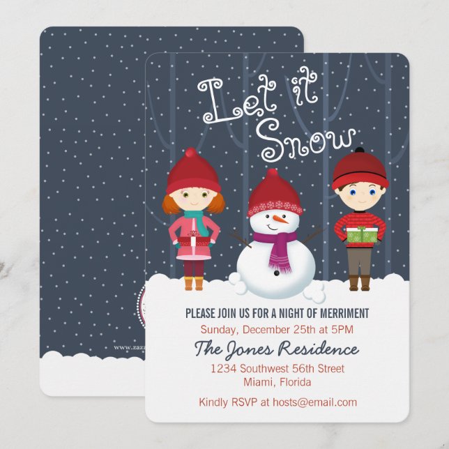 Invitación Snowman Winter Wonderland (Anverso / Reverso)