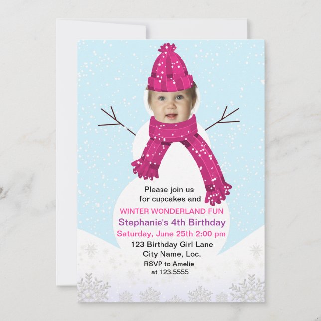 Invitación Snowman Winter Wonderland Foto Personalizado de cu (Anverso)