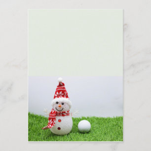 Invitación Snowman y pelota de golf en Navidades verdes