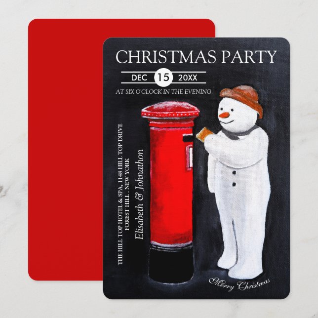 Invitación Snowman's Letter to Santa Christmas Party (Anverso / Reverso)