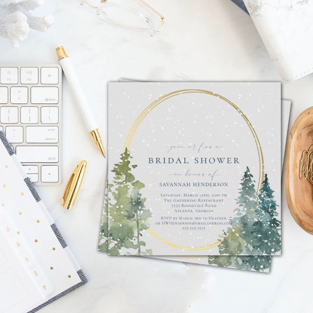 Invitación Snowowley Rustic Pines Bridal Shower (Subido por el creador)