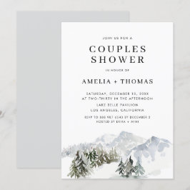 Invitación Snowowley Winter Forest Woodland Couples Shower